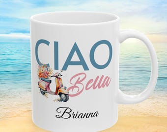 Ciao Bella Coffee Mug: Personalized Italian Scooter Design
