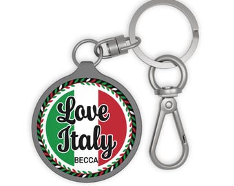 Porte-clés drapeau italien : porte-clés acrylique Love Italy