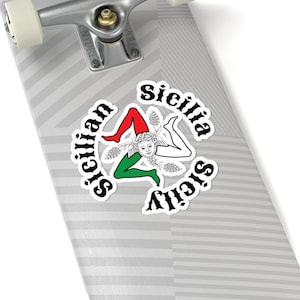 Sicilian Trinacria Sticker: Italy Flag Heart Decal, Italian Pride
