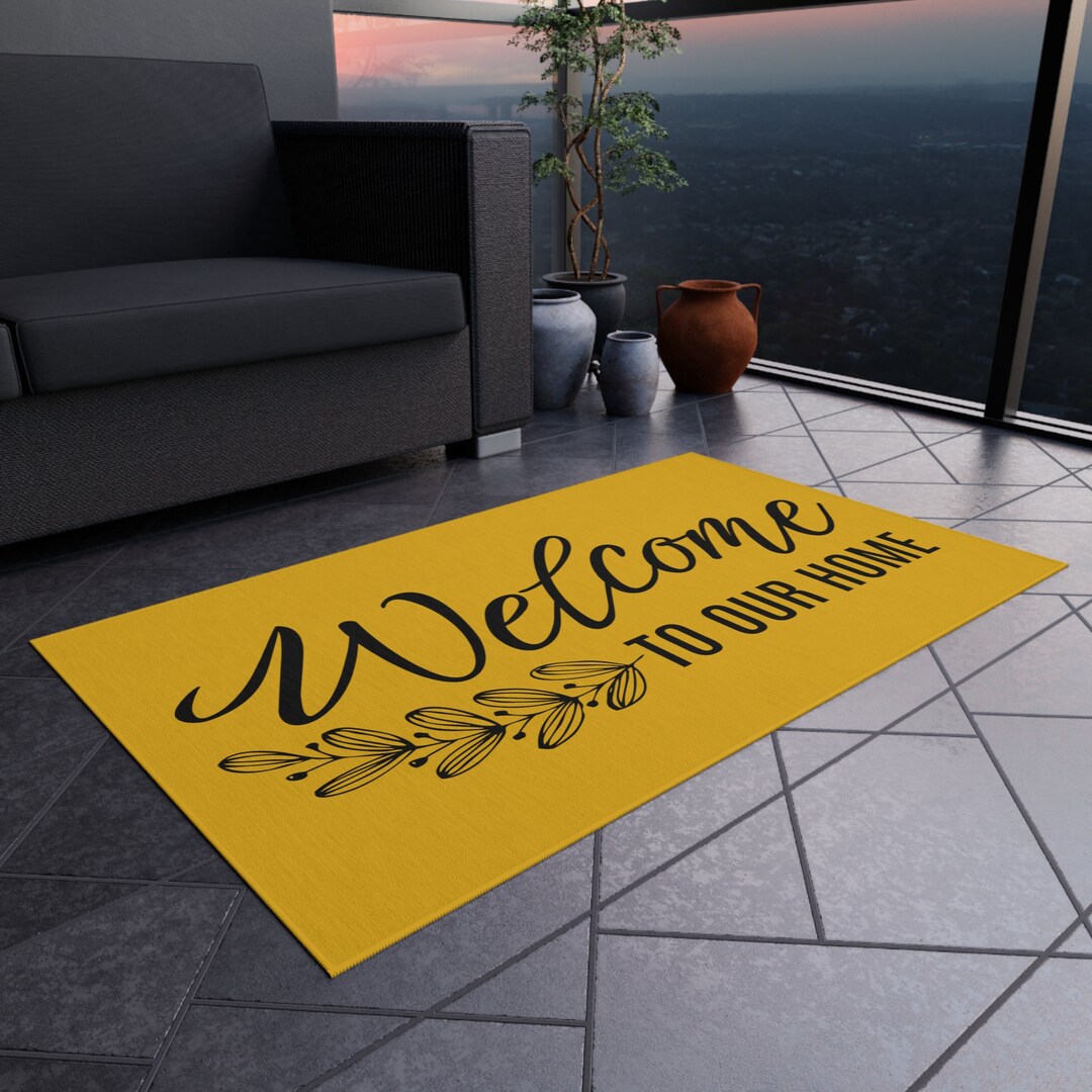 Welcome Rug Print Home Decor, Outdoor Rug Welcome to Our Home Rug Outdoor Rug ...