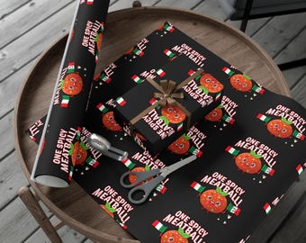 One Spicy Meatball Gift Wrap Papers | Italian Flag Meatball Pattern | Ciao Italia Gift
