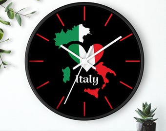 Orologio da parete a forma di cuore con bandiera italiana, regalo per la casa in Italia