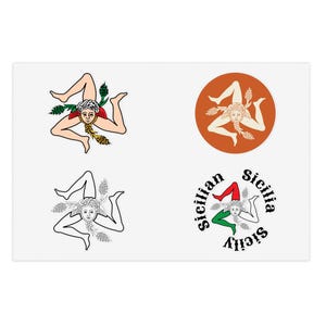 Sicilian Trinacria Medusa Emblem Stickers: Sicily Flag Decals