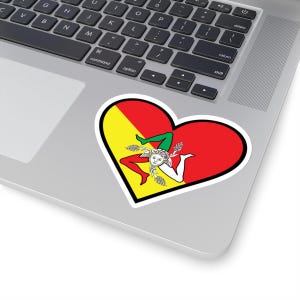 Sicilian Trinacria Heart Sticker: Italy Flag Decal