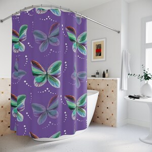 Butterfly Shower Curtain: Colorful Polyester Bathroom Decor