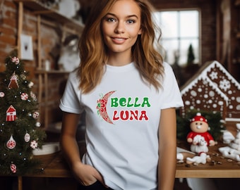 Italienische Bella Luna Tshirt Unisex schwere Baumwolle T-Shirt Italien T-shirt Bella Luna Moon Geschenk für sie, Geschenk für ihn, Geschenk für Freund