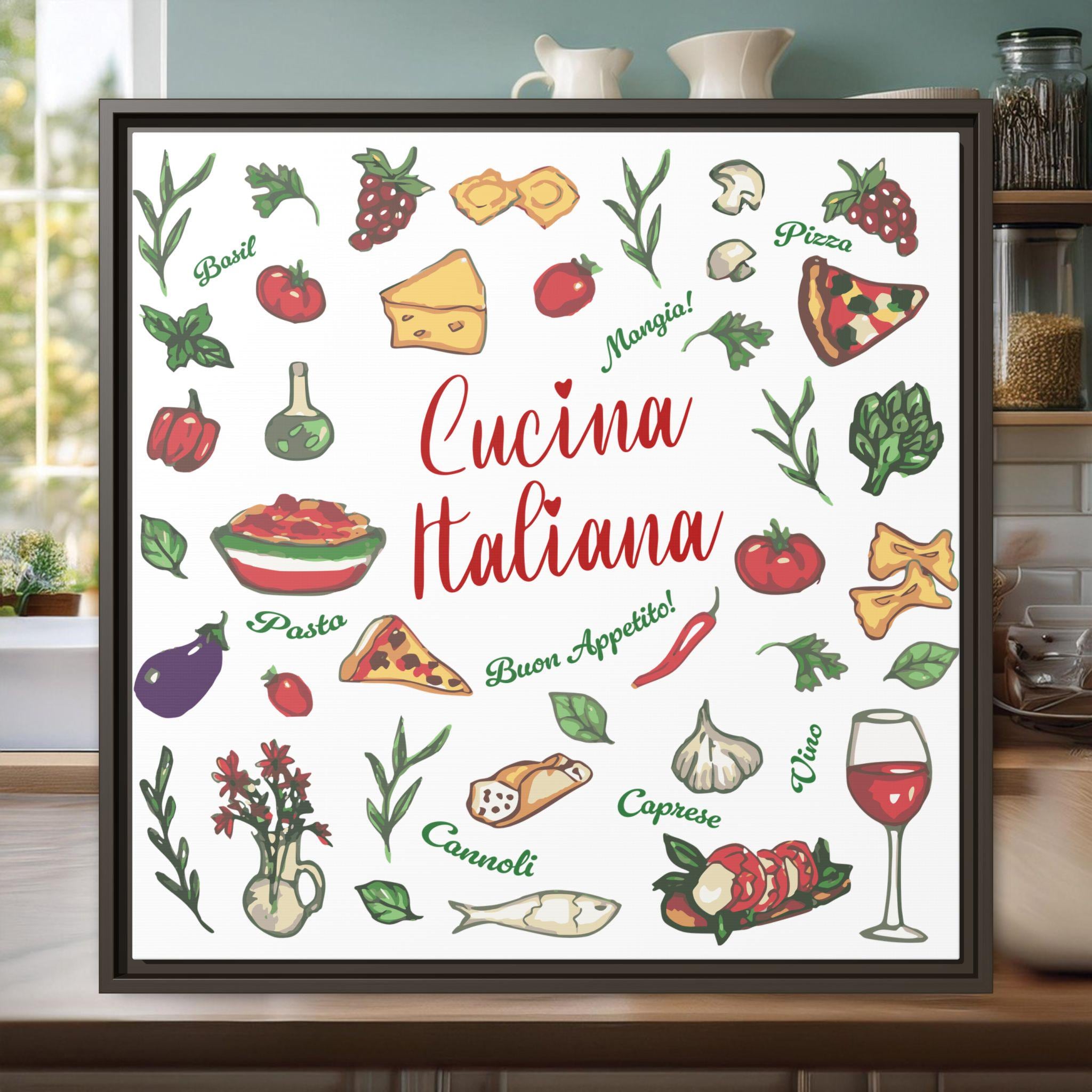Cucina Italiana Canvas Print: Italian Kitchen Wall Art, Food Lover
