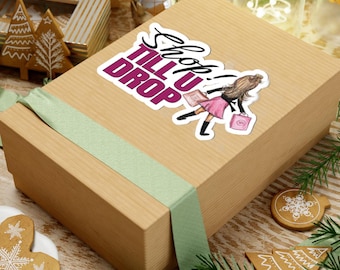 Shopaholic Sticker: Fun Girl with Shopping Bags, Trendy Planner Decal