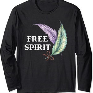 Feather Free Spirit digitale download, Bold Free Spirit handgetekende ontwerp, afdrukbare PNG-illustraties, digitaal bestand.