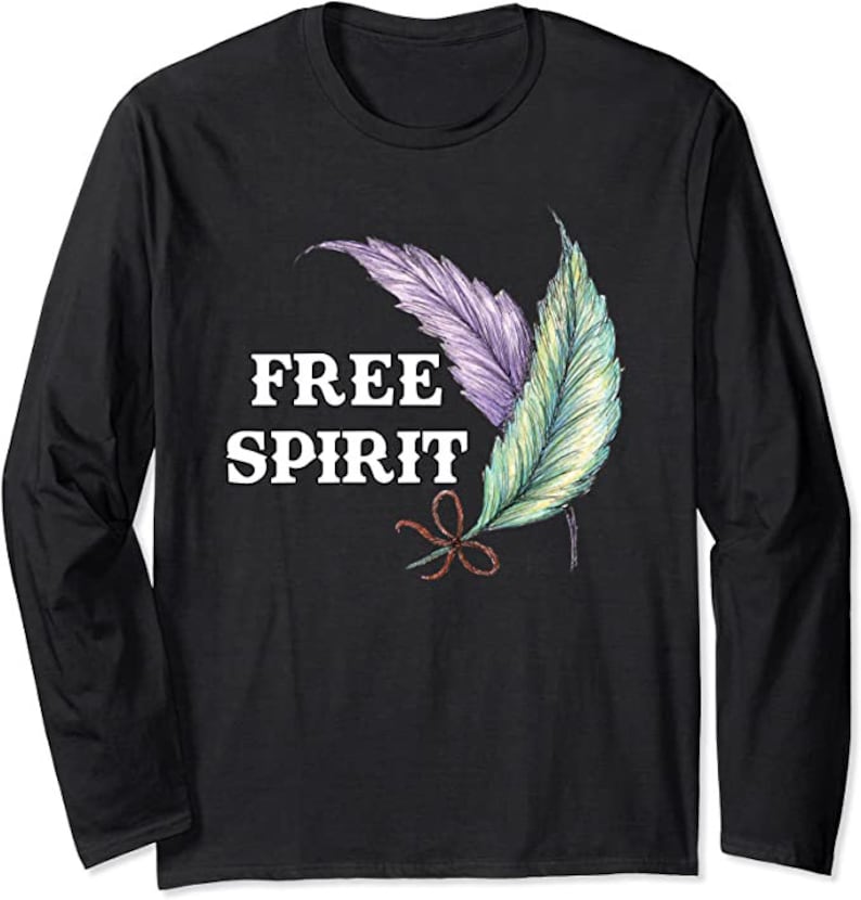 Feather Free Spirit Digital Download, Bold Free Spirit Hand Drawn ...