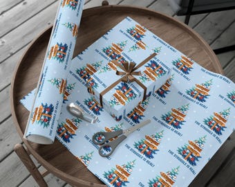 Cannoli Pasta Christmas Tree gift wrap paper | Italian Food holiday wrapping paper
