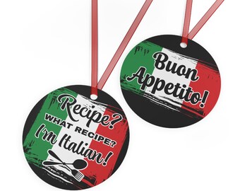 Grappig ornament met Italiaanse vlag, Buon Appetito, dubbelzijdig metaal