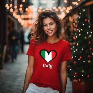 Italian Tshirt Italy Flag Heart Italia T-shirt Unisex Heavy Cotton Tee gift for Italian, gift for her, gift for him, Italy gift