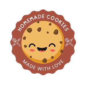 Homemade Cookies, Print at home, Avery 2 inch Labels, instant download. Use for bake sale, fair, gift. Avery Template 22817 PDF 8.5 x 11
