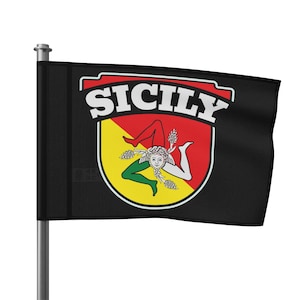 Sicilian Flag Wall Art, Sicily Trinacria Patch Emblem Italian Heritage Decor, Sicilian Travel Memorabilia, Home & Office Decoration