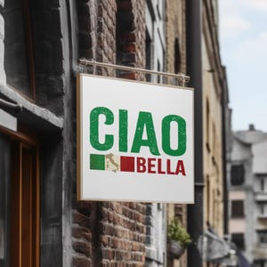 Téléchargement numérique italien Ciao, Ciao Bella, sticker Ciao, autocollant, enseigne, création de tshirt, drapeau italien rustique, Ciao PNG, Ciao SVG
