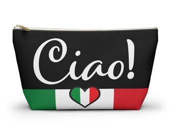 Personalized Italy Travel Bag: Ciao Italian Flag Accessory Pouch