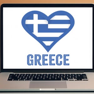 Téléchargement numérique de la Grèce, SVG, PNG, drapeau grec, coeur grec, conception de tshirt, sticker autocollant carte signe affiche, oeuvre d'art grecque