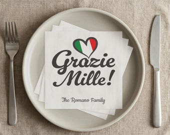Grazie Mille イタリアンハートナプキン | 名入れパーティーナプキン