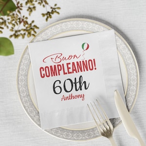 Personalized Buon Compleanno Party Napkins: Italian Flag Decor