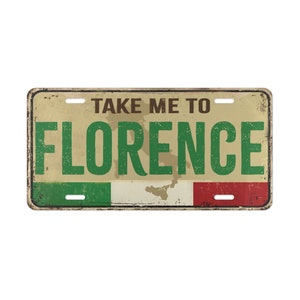 Placa de vanidad de Florencia, Italia: decoración de aluminio para coche con la bandera italiana imagen 2