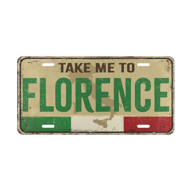 Placa de vanidad de Florencia, Italia: decoración de aluminio para coche con la bandera italiana imagen 2