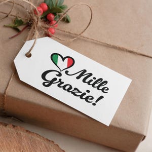 Italiaanse digitale download, Mille Grazie Italiaans bedankt, duizend keer bedankt, Italiaanse vlag, png, Italiaans SVG