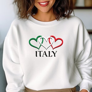 Italian Sweatshirt Italian Flag Hearts Sweatshirt, Unisex Heavy Blend™ Crewneck Sweatshirt, Italy Sweatshirt, Gift for Italian