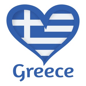Téléchargement numérique de la Grèce, SVG, PNG, drapeau grec, coeur grec, conception de tshirt, sticker autocollant affiche carte, oeuvre d'art grecque