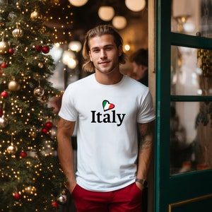 Italian Tshirt, Italian Flag Heart, Love Italy T-shirt, Unisex Heavy Cotton Tee Gift for Italian