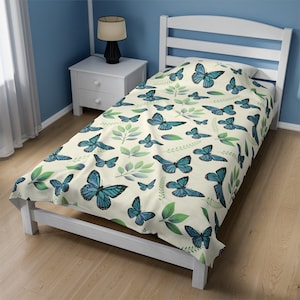 Wohnkultur Decke, Schmetterlinge, Floral Samt Plüschdecke, Decke, Housewarming Geschenk, Kuschlige Decke, Geschenk für sie