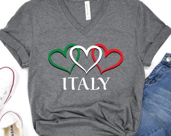 Italian Tshirt Ciao Italy tee, Unisex Jersey Short Sleeve V-Neck Tee, Gift for her, Gift for Italian vacation