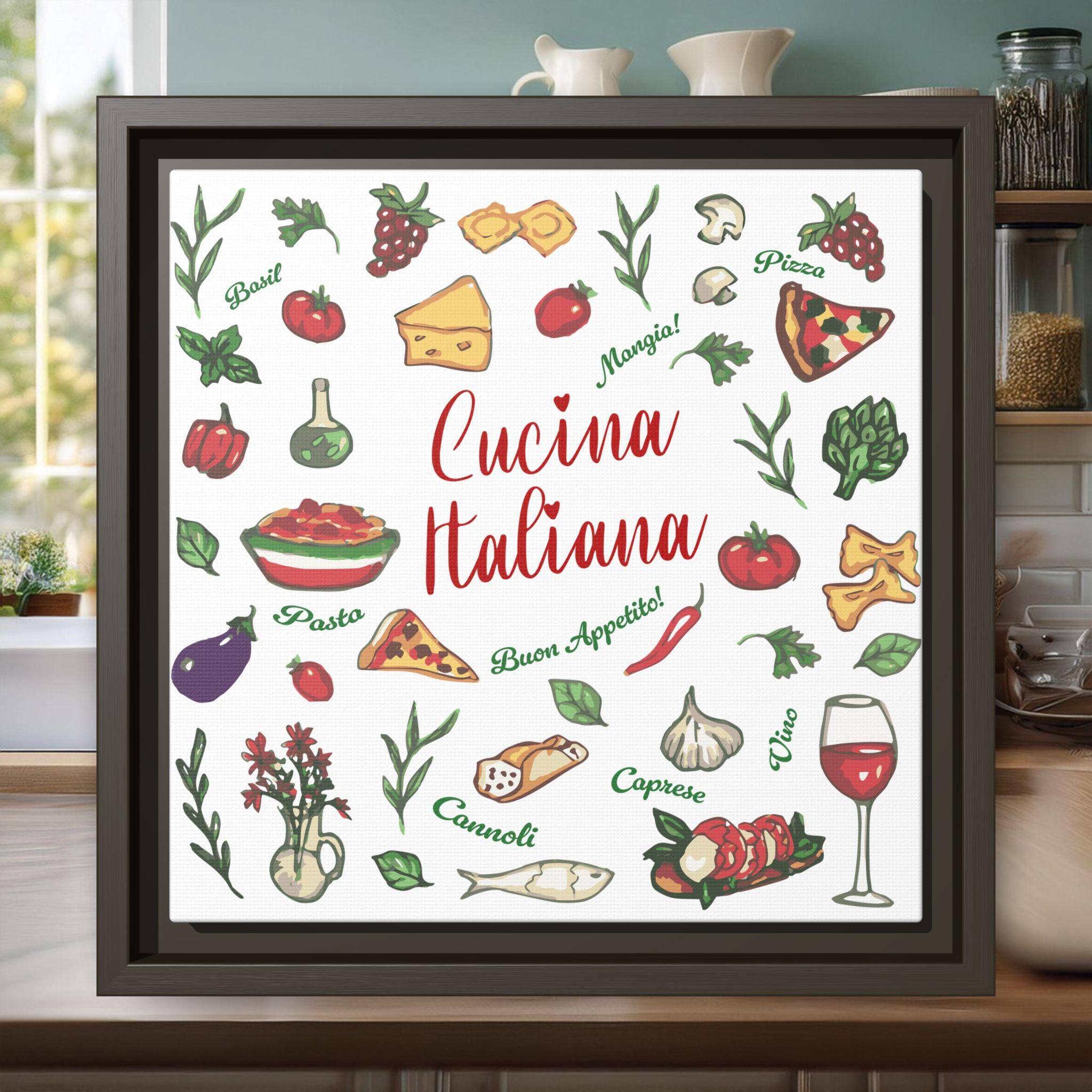 Cucina Italiana Canvas Print: Italian Kitchen Wall Art, Food Lover
