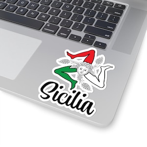 Sicilian Trinacria Sticker, Vibrant Italy Decals for Laptops, Water Bottles, Bumpers, Sicilian Festivals, Sicilia Gift - Kiss-Cut Stickers,