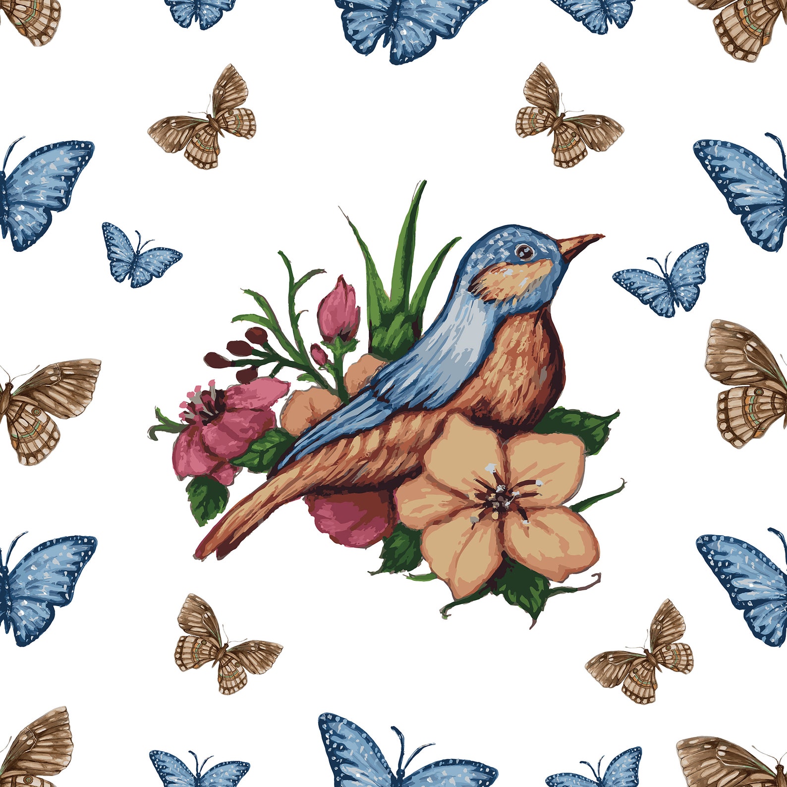 Coloring Page Bird Butterfly Coloring Sheet Printable Coloring Book ...