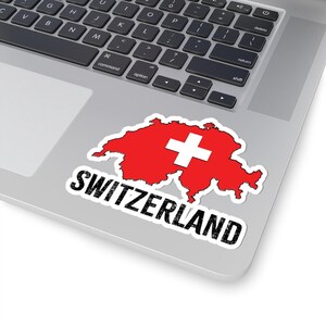 Swiss Map Kiss-Cut Stickers - Switzerland Decal for Travel Enthusiasts, Laptop Decor, Scrapbooking Gift, Souvenirs