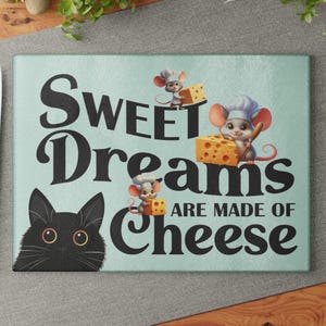 Cat and Mouse Tempered Glass Cutting Board: Whimsical Kitchen Decor