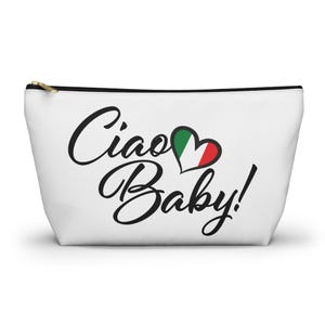 Personalized Italian Flag Travel Pouch: Ciao Baby Cosmetic Bag