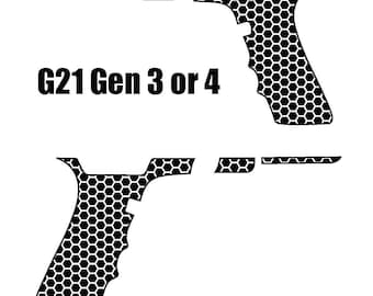 Lasergravur Stippling Template für Glock 21 Frame Pattern 105 Hex Links Rechts