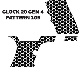 Laser Gravur Stippling Vorlage für Glock 20 Gen4 Rahmenmuster 105 Links Rechts Waben Sechsecke