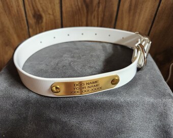 Benutzerdefinierte Messingplatte Hundehalsband- Passen Sie mit dem Namen Ihres Hundes, Ihrem Namen, Telefonnummer Lasergravur- Jagdhalsband Haustier Tag