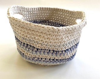Basket, round, denim blue, 100% cotton
