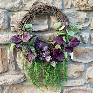 Wreath, purple succulents, front door wreath, wall decor