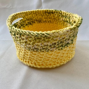 Basket, yellow cotton basket, handmade storage basket, storage for nursery
