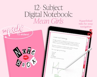 12-Subject Portrait Digital Notebook - Mean Girls (Instant Download)