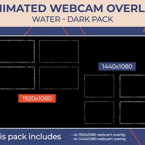 Animated Webcam Overlay Twitch / Water Pack / Dark Color / Camera Border OBS Streamlabs