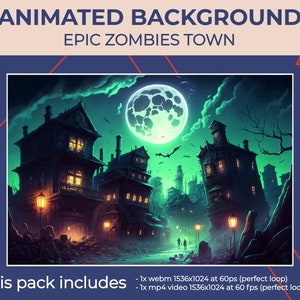 Animated Background - Epic Zombies Town - Ready for Twitch / Wallpaper / Vtuber