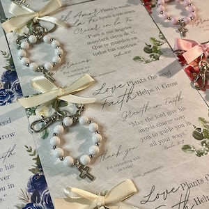 Biglietto di auguri con mini rosario, bomboniere per matrimonio, bomboniere rosario, bomboniere prima comunione, bomboniere cresima, biglietti di auguri