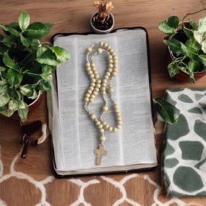 Handmade Wooden Rosary, Beige or Brown Beaded Rosary, Colombian Rosaries Designs, Wooden Cross Beaded Rosay