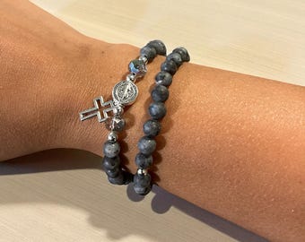 Handmade Beaded Rosary Bracelet: St. Benedict Medal, Catholic Gift